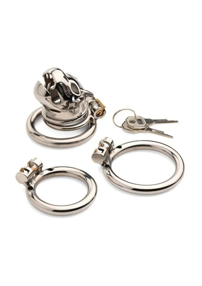 Male Sex Toys Master Series Master Series Caged Cougar Stainless Steel Locking Chastity Cage