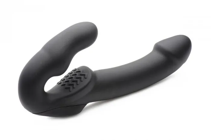 Strap U Evoke Super Charged Black Vibrating Strapless Silicone Dildo XR Brands Female Sex Toys