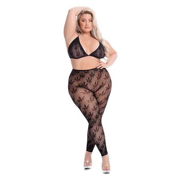 All About Leaf Bra Leggings Set Pink Lipstick Anal