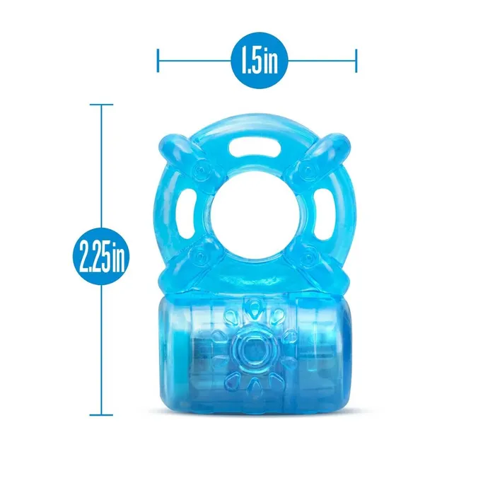 Blush Novelties Male Sex Toys Stay Hard Rechargeable 5 Function Cock Ring Blue