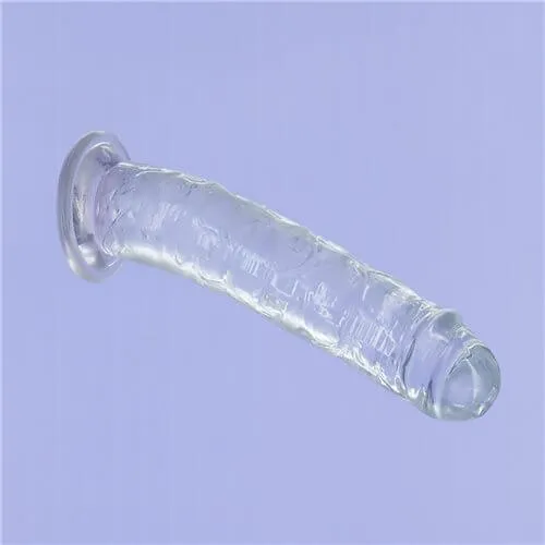 BMS Enterprises Dildos Addiction Crystal 9 Inch Vertical Dong Clear Realistic Dildo with Bonus Power Bullet