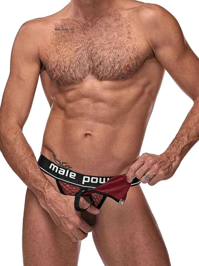 Cock Pit Cock Ring Jock Strap Burgundy LXL from Male Power Lingerie Male Power Lingerie Male Sex Toys