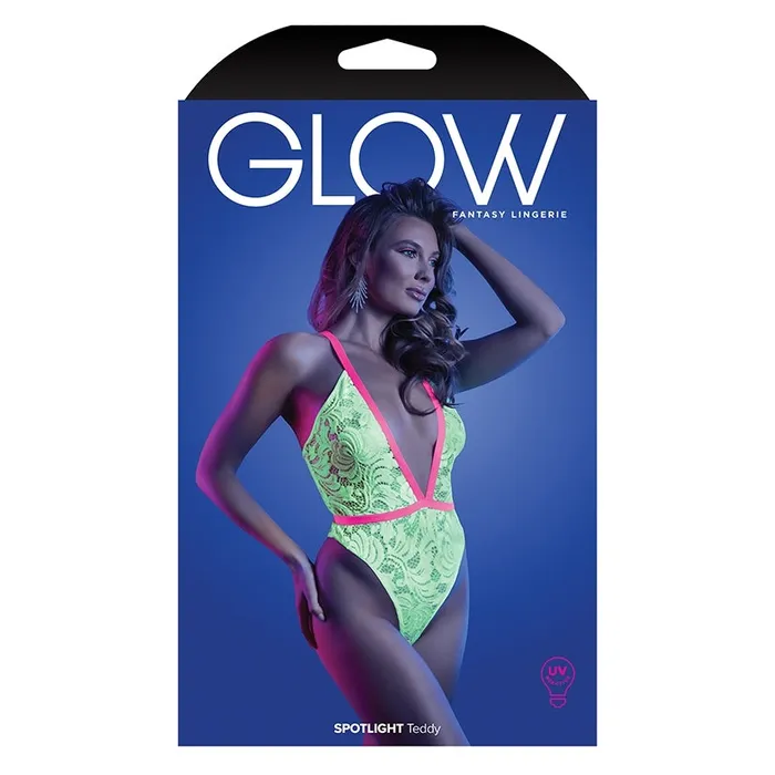 Female Sex Toys FANTASY LINGERIE Fantasy Lingerie Glow Spotlight Contrast Elastic Lace TeddyNeon Green SM