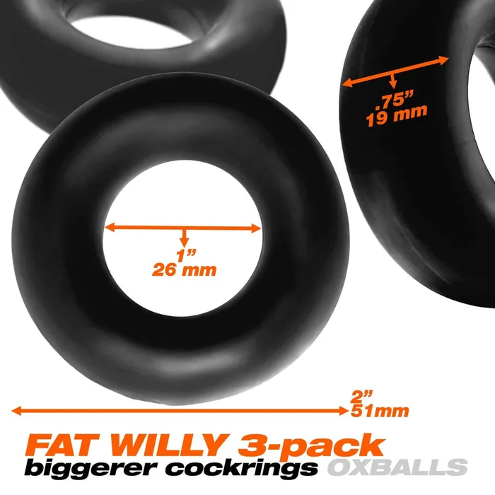Male Sex Toys OXBALLS Enhance Your Pleasure with Fat Willy 3 Pack Cock Rings Grip Performance and Style in One Set