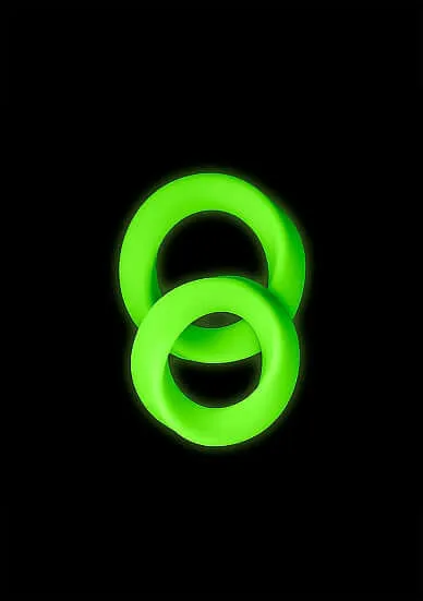 SHOTS AMERICA Male Sex Toys Ouch Glow 2 Piece Cock Ring Set Glow In The Dark