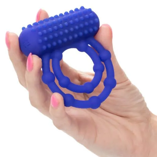 Silicone Rechargeable 10 Beads Maximus Ring Blue California Exotic Novelties Male Sex Toys