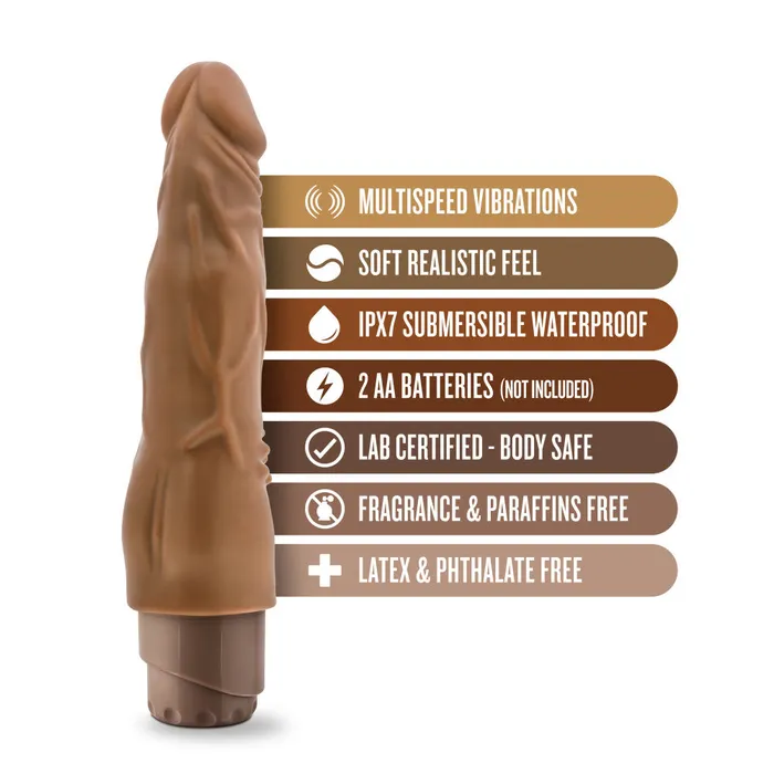 Vibrators Blush Dr Skin By Blush Cock Vibe 4 Realistic Mocha 8Inch Long Vibrating Dildo